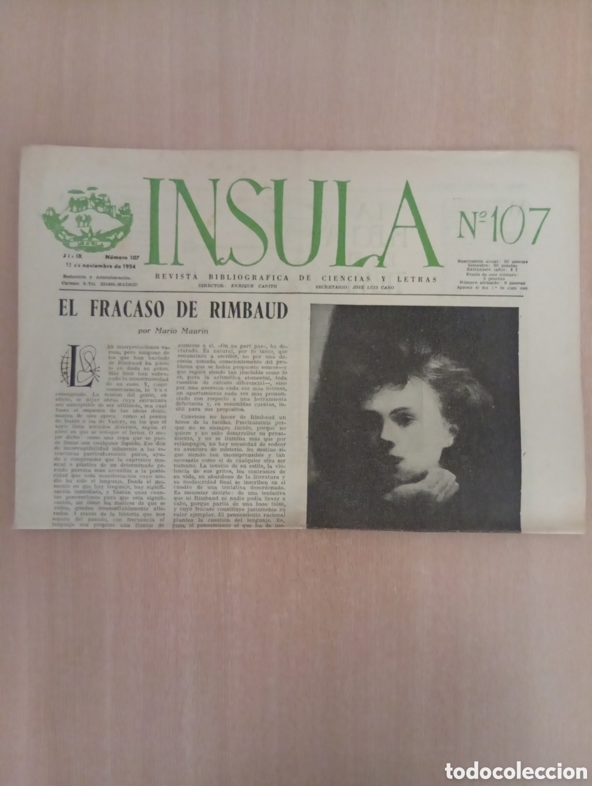 Coleccionismo de revistas y peri&oacute;dicos: INSULA. REVISTA BIBLIOGR&Aacute;FICA DE CIENCIAS Y LETRAS/ N&ordm; 107