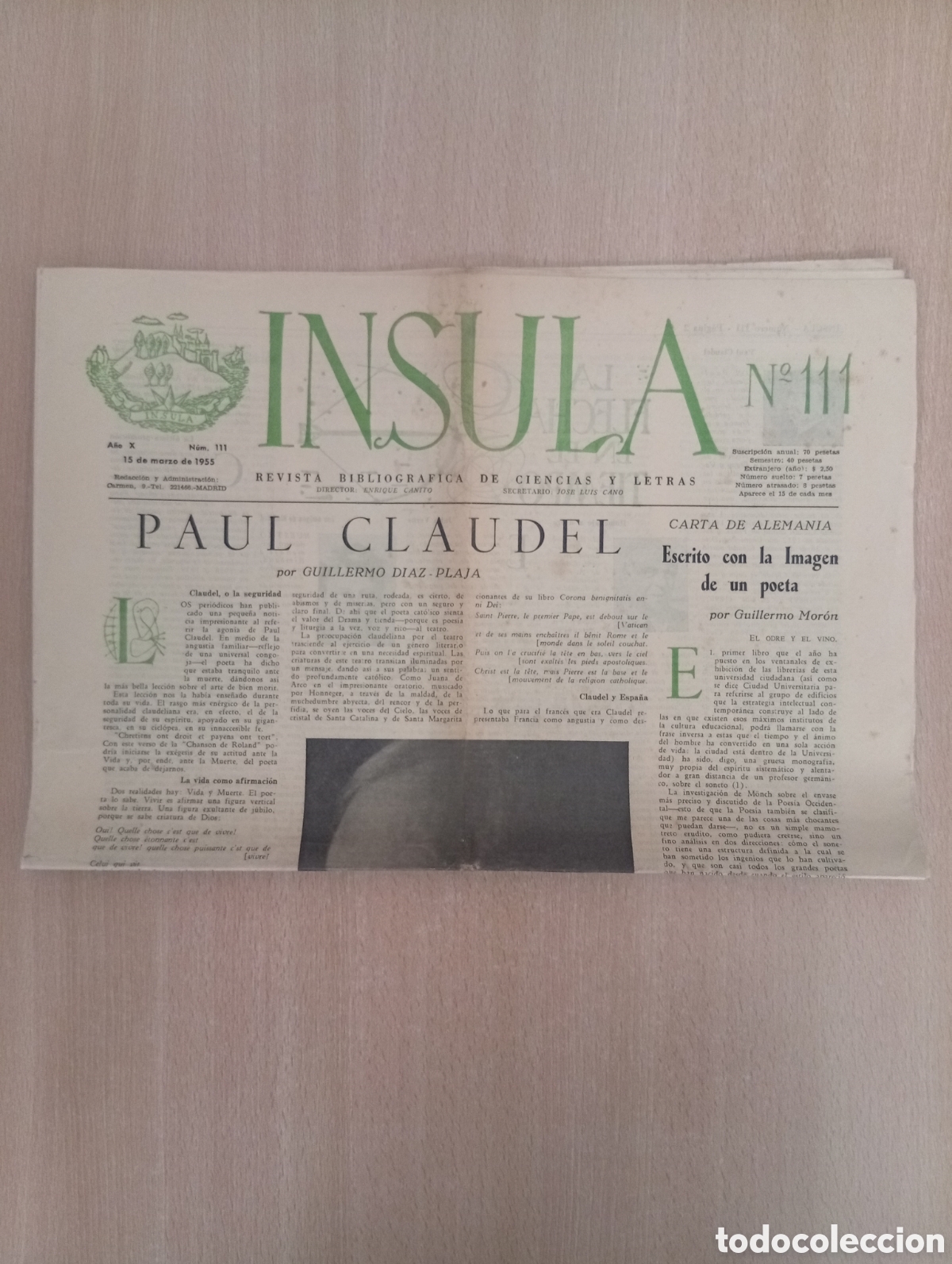 Coleccionismo de revistas y peri&oacute;dicos: INSULA. REVISTA BIBLIOGR&Aacute;FICA DE CIENCIAS Y LETRAS/ N&ordm; 111
