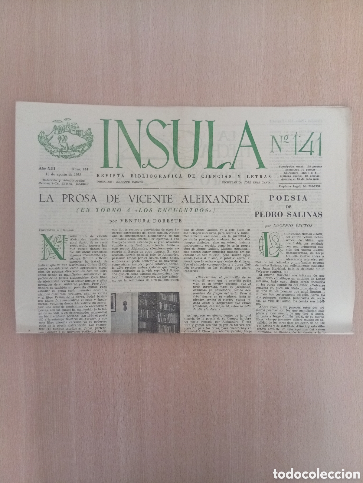 Collectionnisme de Revues et Journaux: INSULA. REVISTA BIBLIOGR&Aacute;FICA DE CIENCIAS Y LETRAS/ N&ordm; 142