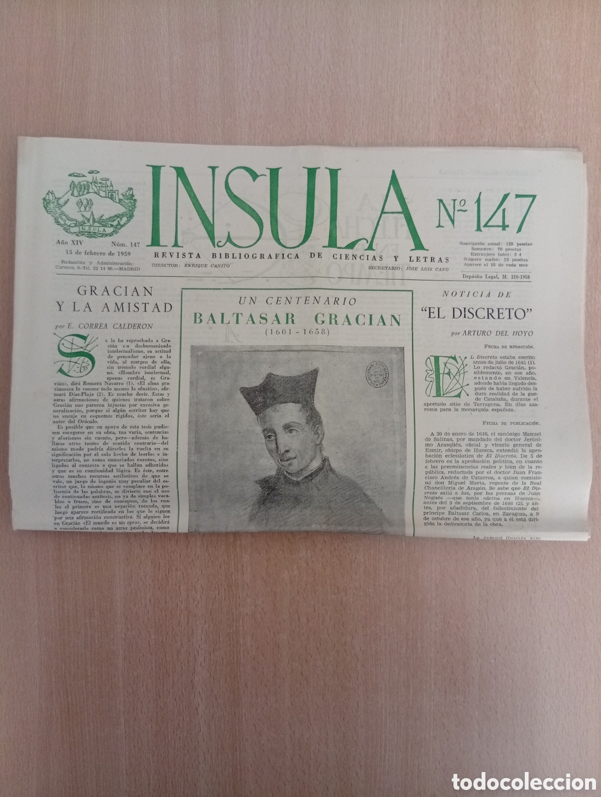 Coleccionismo de revistas y peri&oacute;dicos: INSULA. REVISTA BIBLIOGR&Aacute;FICA DE CIENCIAS Y LETRAS/ N&ordm; 147
