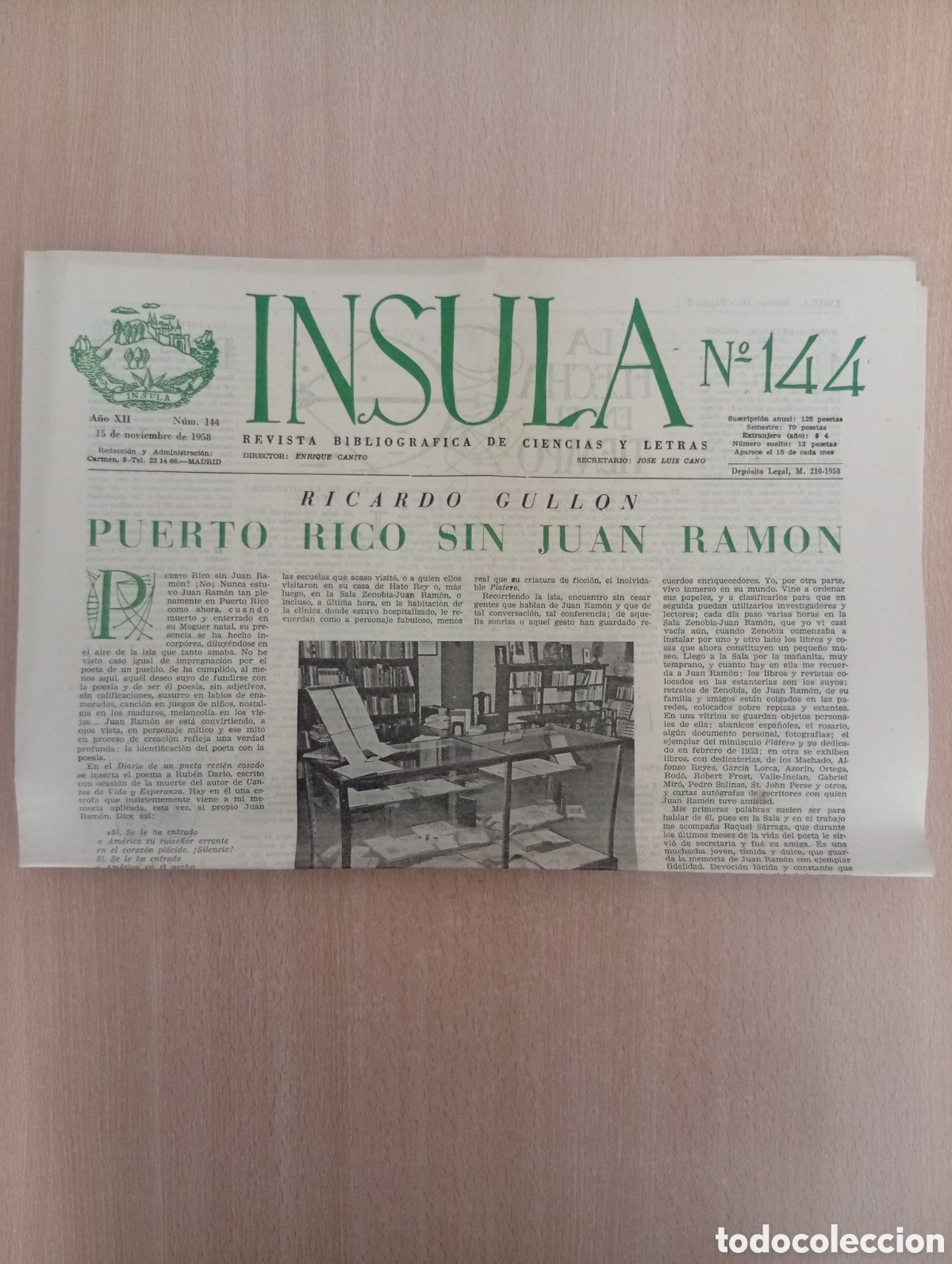 Coleccionismo de revistas y peri&oacute;dicos: INSULA. REVISTA BIBLIOGR&Aacute;FICA DE CIENCIAS Y LETRAS/ N&ordm; 144