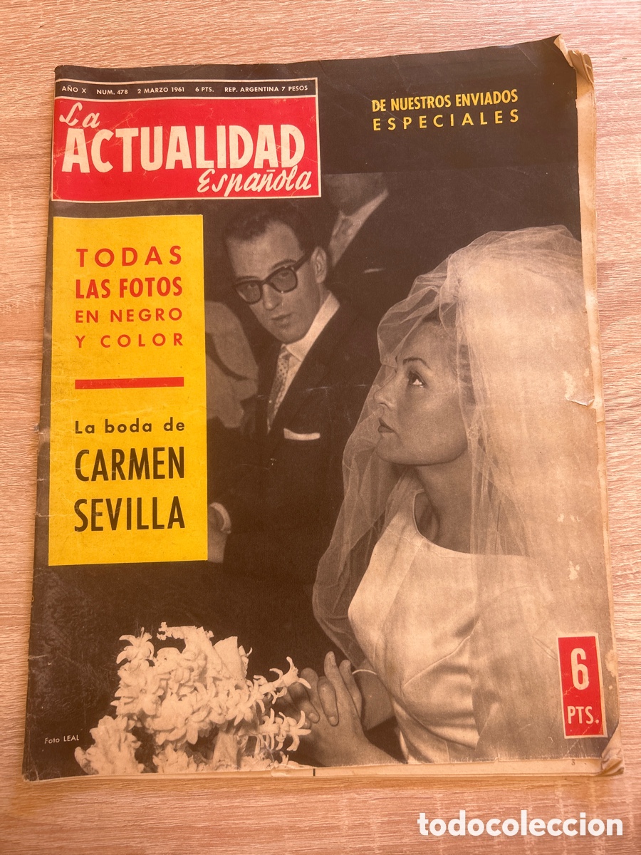 Coleccionismo de revistas y peri&oacute;dicos: Revista la actualidad espa&ntilde;ola n&uacute;m 478 la boda de Carmen Sevilla