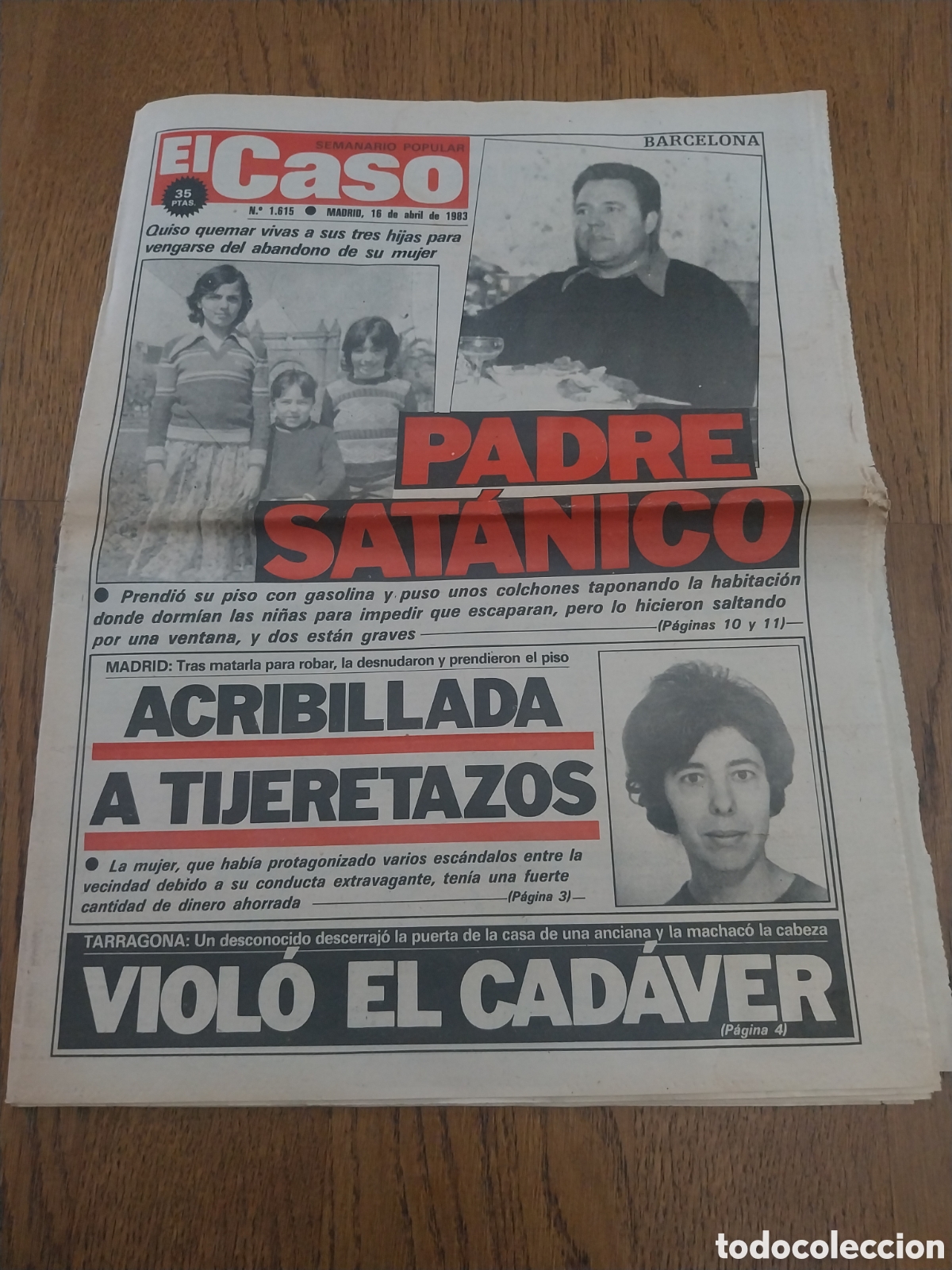 Coleccionismo de revistas y peri&oacute;dicos: EL CASO 1983 SARDA&Ntilde;OLA PADRE SATANICO. A TIJERETAZOS ALUCHE