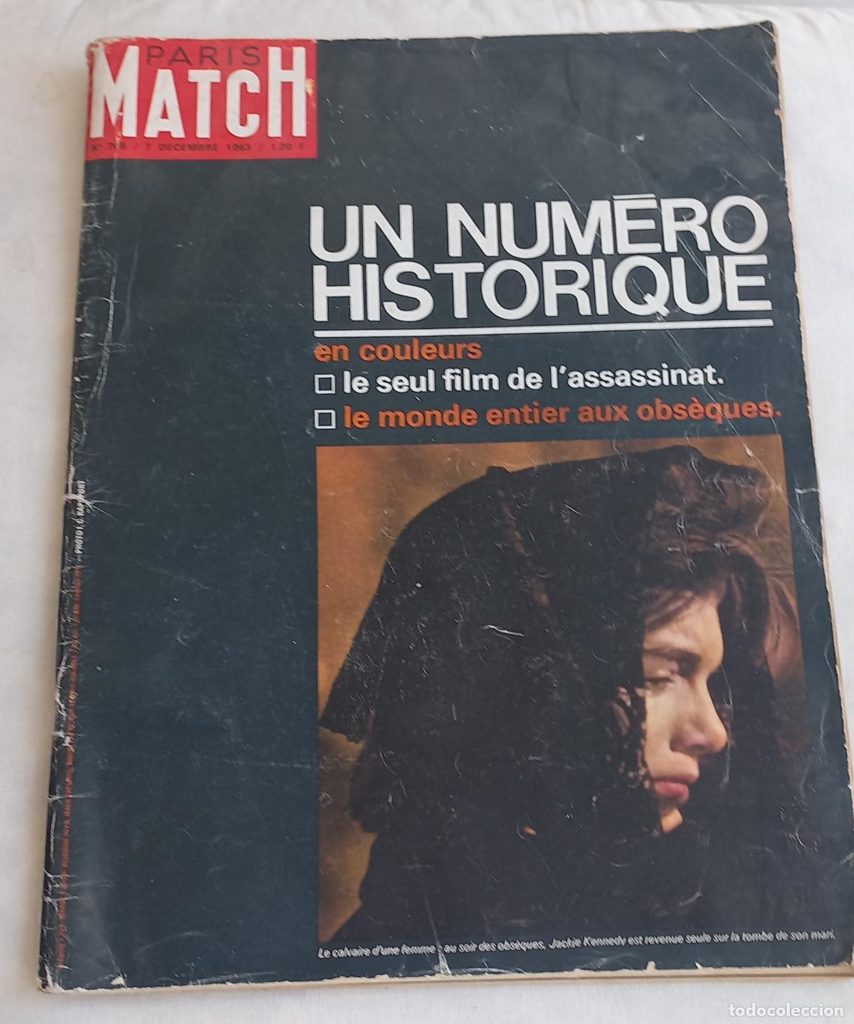 Coleccionismo de revistas y peri&oacute;dicos: Revista francesa Paris Match N&ordm; 765. Monogr&aacute;fica del asesinato de John F Kennedy y funeral de Estado