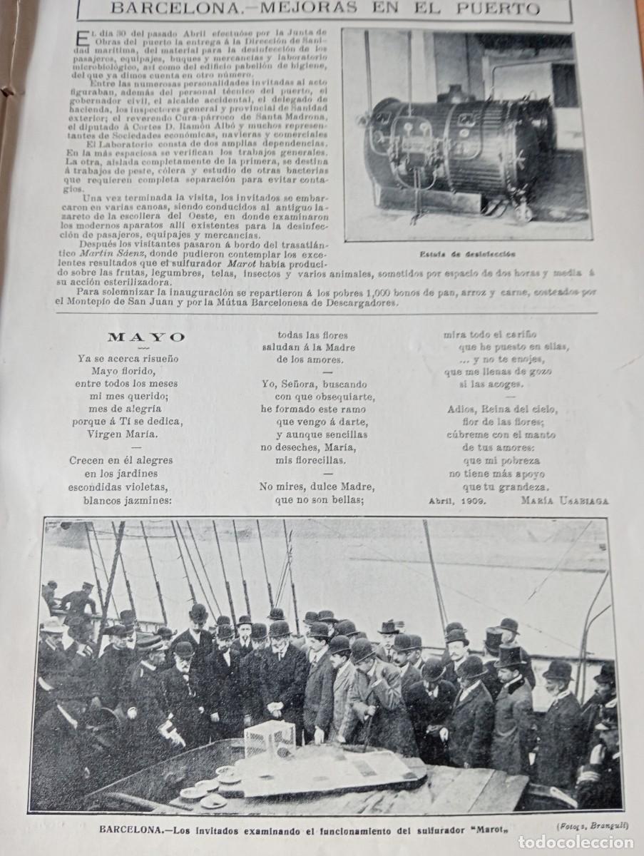 Coleccionismo de revistas y peri&oacute;dicos: REVISTA A&Ntilde;O 1909 PUERTO BARCELONA RAMON ALBO CIUDAD RODRIGO EXPOSICION SANTIAGO SAN PRUDENCIO BILBAO