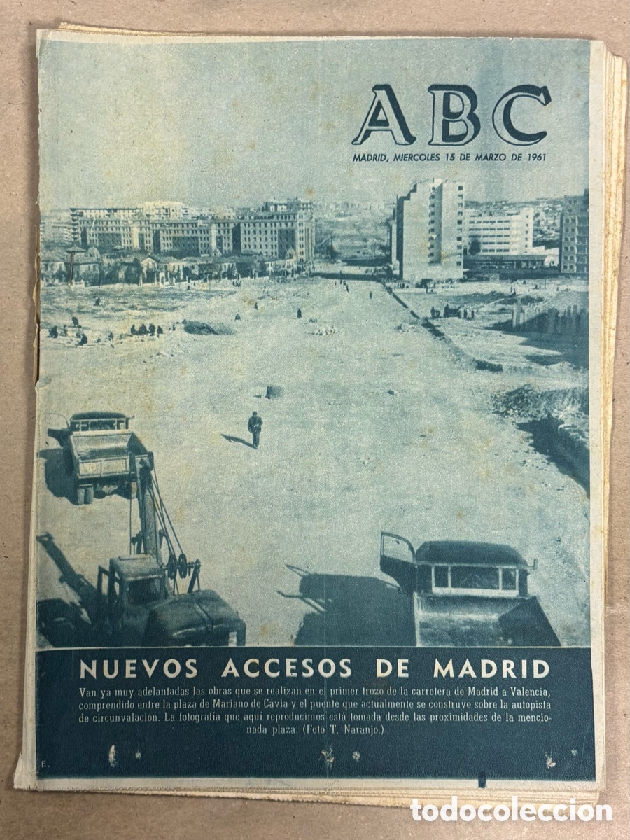 Coleccionismo de revistas y peri&oacute;dicos: ABC (15 MARZO 1961) NUEVOS ACCESOS DE MADRID, MANANTIAL DE SAN JUAN DE LAS FUENTES DIVINAS, YECLA