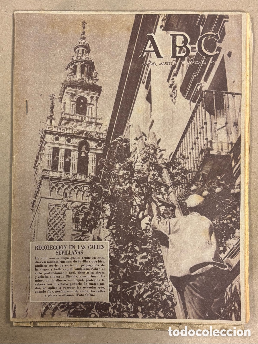 Coleccionismo de revistas y peri&oacute;dicos: ABC (14 MARZO 1961) RECOLECCI&Oacute;N EN CALLES SEVILLANAS, VILLANUBLA, REAL MADRID CAMPE&Oacute;N LIGA