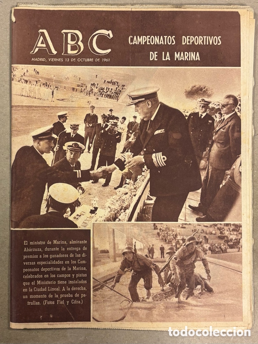 Coleccionismo de revistas y peri&oacute;dicos: ABC (13 OCTUBRE 1961) CAMPEONATOS DEPORTIVOS DE LA MARINA, JOSELITO, ATL&Eacute;TICO MADRID - VALENCIA