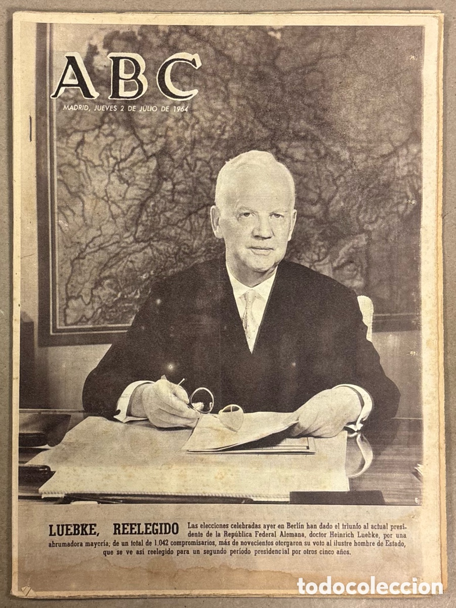 Coleccionismo de revistas y peri&oacute;dicos: ABC (2 JULIO 1964) LUEBKE REELEGIDO, PAQUITO GALDEANO, CAMBIO PROPIEDAD ESTADIO METROPOLITANO