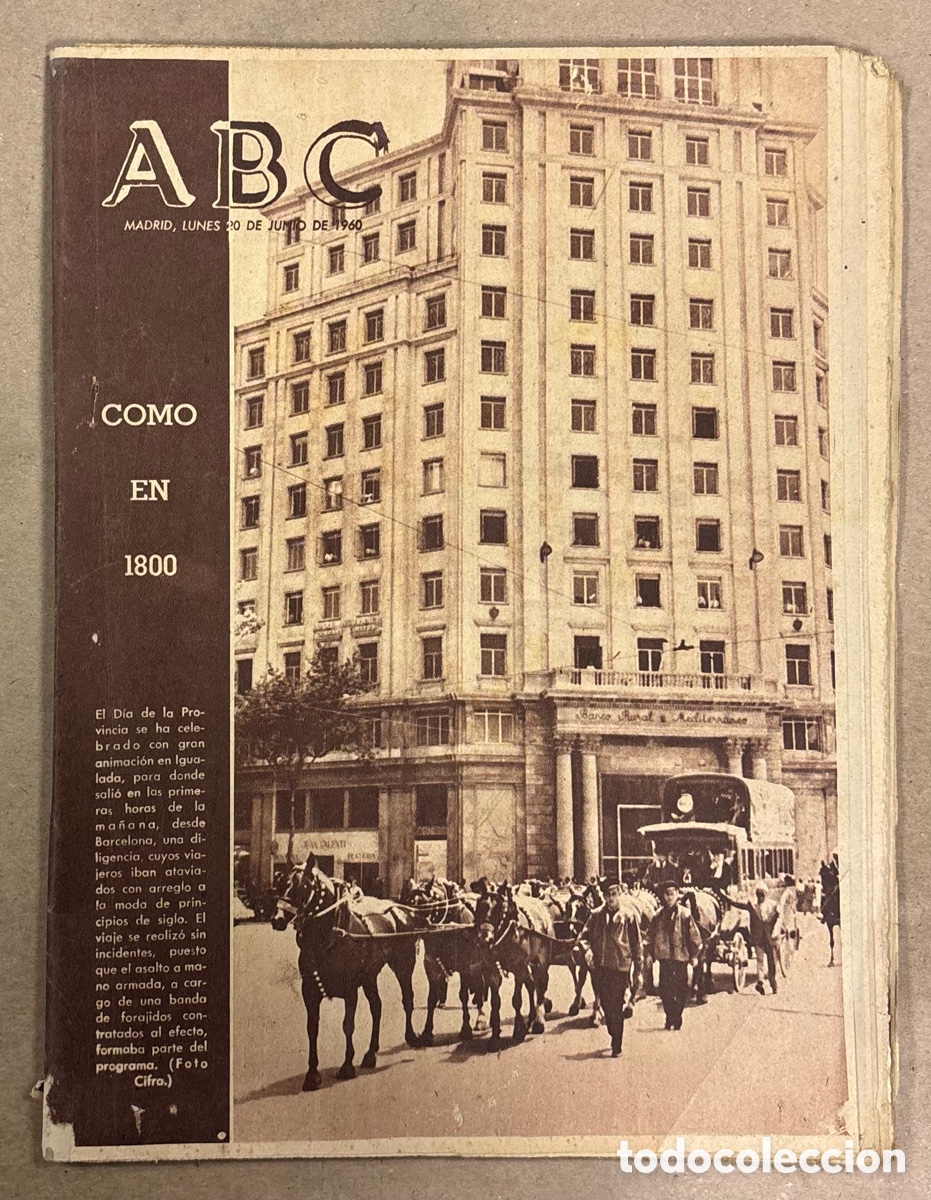 Coleccionismo de revistas y peri&oacute;dicos: ABC (20 JUNIO 1960) D&Iacute;A DE LA PROVINCIA BARCELONA COMO EN 1800, XIQUETS DE VALLS, PE&Ntilde;AROL CAMPE&Oacute;N