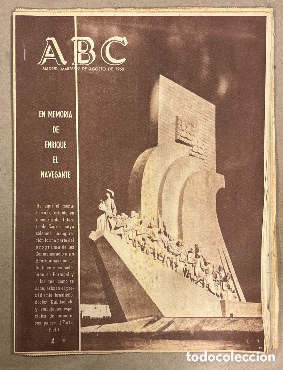Coleccionismo de revistas y peri&oacute;dicos: ABC (9 AGOSTO 1960) EN MEMORIA DE ENRIQUE EL NAVEGANTE, DESCENSO DEL SELLO, PEREZ AYALA,&hellip;