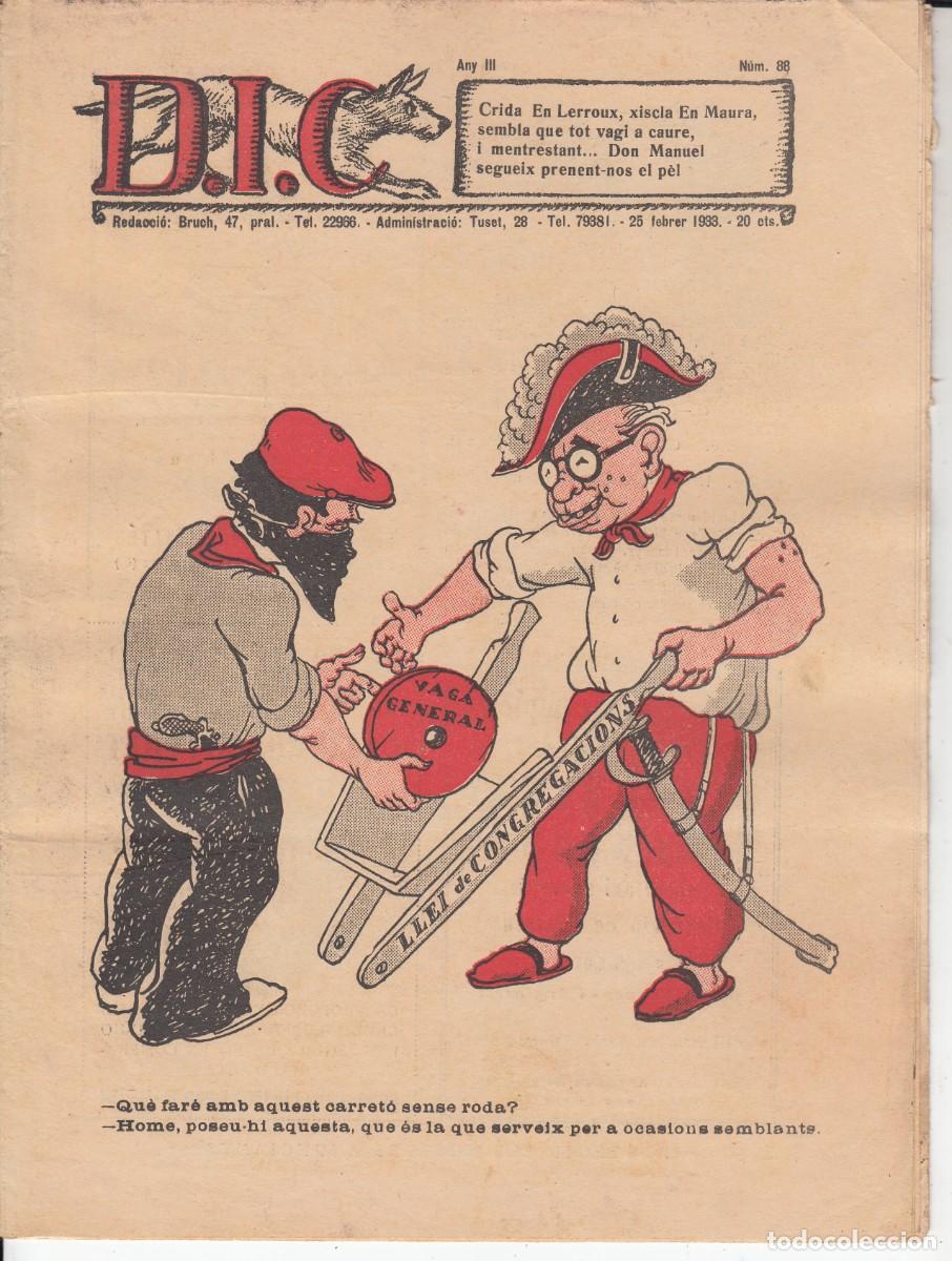 Coleccionismo de revistas y peri&oacute;dicos: D.I.C - VAGA GENERAL - 25 FEBRER 1933 ANY III NUM. 88