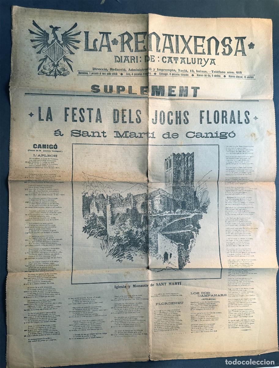 Coleccionismo de revistas y peri&oacute;dicos: LA RENAIXENSA ( DIARI DE CATALUNYA ) a&ntilde;o 1902 / SUPLEMENT: JOCHS FLORALS A SANT MART&Iacute; DE CANIGO
