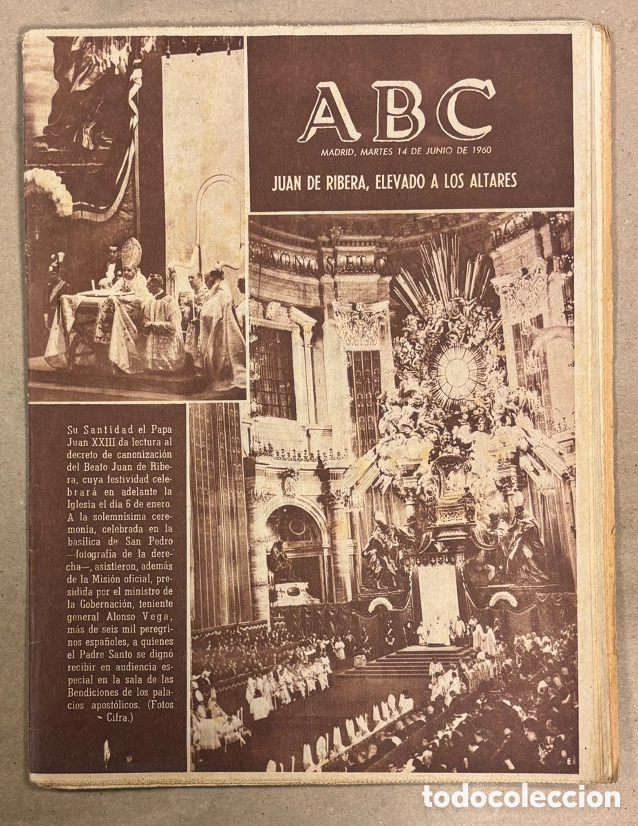 Coleccionismo de revistas y peri&oacute;dicos: ABC (14 JUNIO 1960) JUAN DE RIBERA ELEVADO A LOS ALTARES, OBRAS PANTANO DE CONTRERAS (ALICANTE),&hellip;