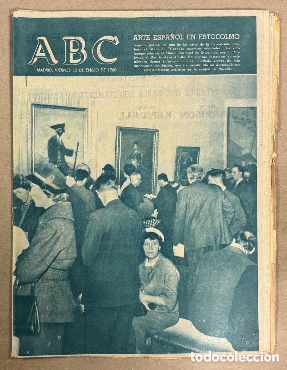 Coleccionismo de revistas y peri&oacute;dicos: ABC (15 ENERO 1960) EXPOSICI&Oacute;N ARTE ESPA&Ntilde;OL EN ESTOCOLMO, LINA MORGAN, BARCELONA COPA EUROPA BALONCE