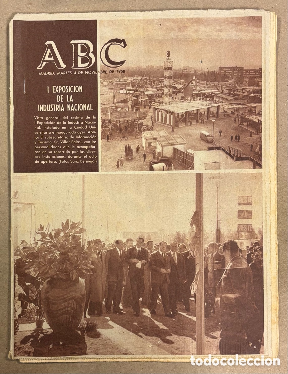 Coleccionismo de revistas y peri&oacute;dicos: ABC (4 NOVIEMBRE 1958) 1&ordm; EXPOSICI&Oacute;N INDUSTRIA NACIONAL, CORONACI&Oacute;N JUAN XXIII, LOLA FLORES, HOCKEY