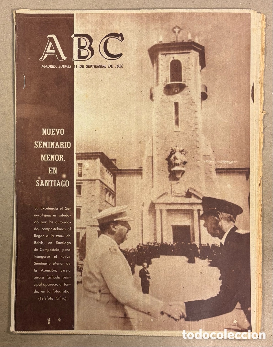 Coleccionismo de revistas y peri&oacute;dicos: ABC (11 SEPTIEMBRE 1958) NUEVO SEMINARIO MENOR EN SANTIAGO, ROMANONES, VUELTA A CATALU&Ntilde;A,