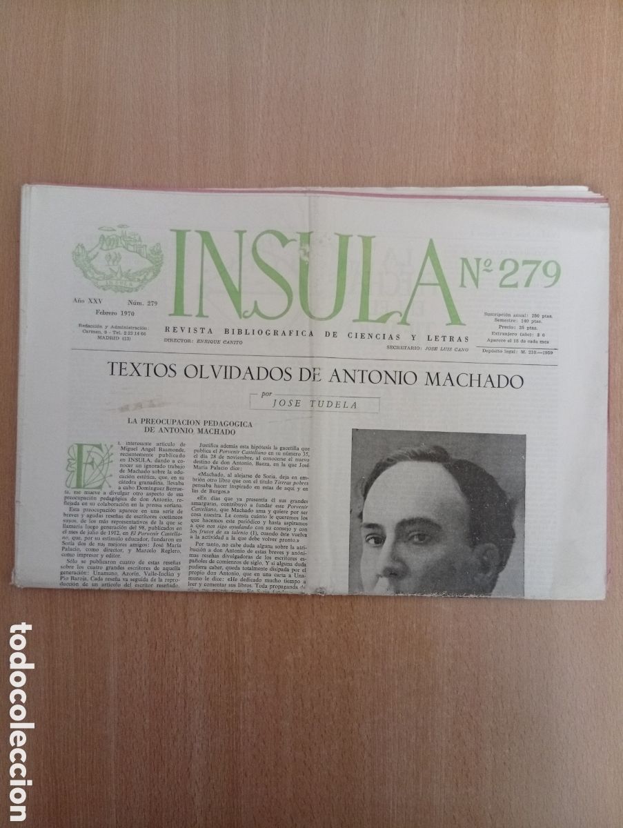 Coleccionismo de revistas y peri&oacute;dicos: INSULA. REVISTA BIBLIOGR&Aacute;FICA DE CIENCIAS Y LETRAS/ N&ordm; 279