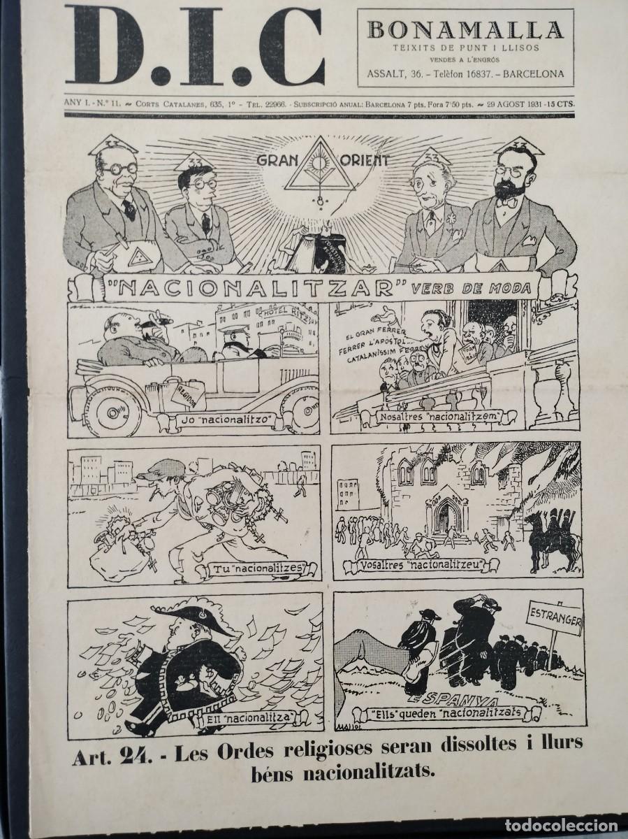 Coleccionismo de revistas y peri&oacute;dicos: D.I.C REVISTA SAT&Iacute;RICA CATALUNYA - 29 D'AGOST DE 1931 - ANY I NUM. 11