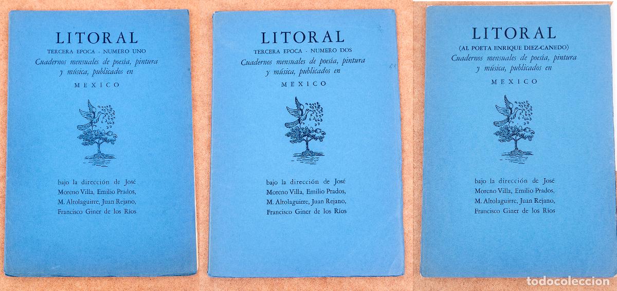 Coleccionismo de revistas y peri&oacute;dicos: LITORAL - 1944 - 3 REVISTAS ORIGINALES (NO FACS&Iacute;MIL)