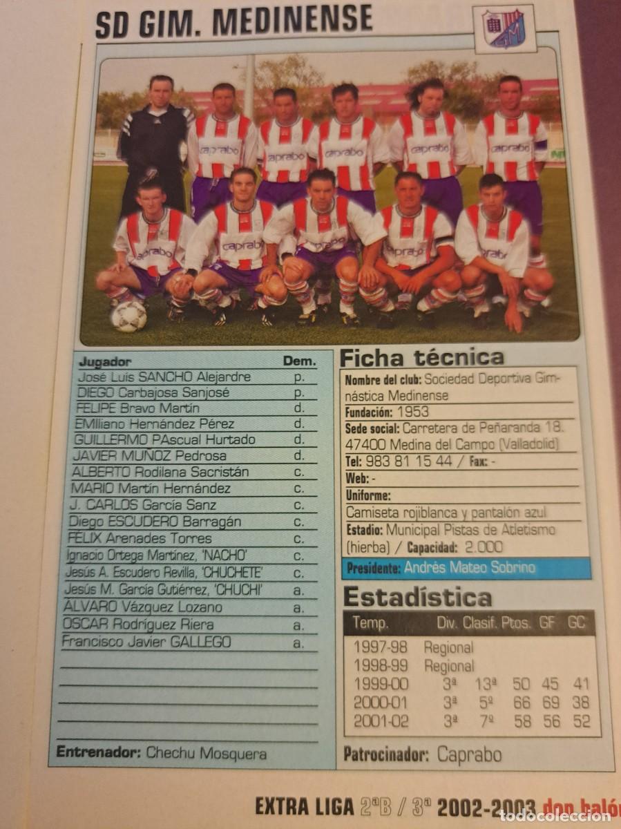 Coleccionismo de revistas y peri&oacute;dicos: Foto plantilla y jugadores Don Bal&oacute;n 2002-03. SD Gimnastica Medinense