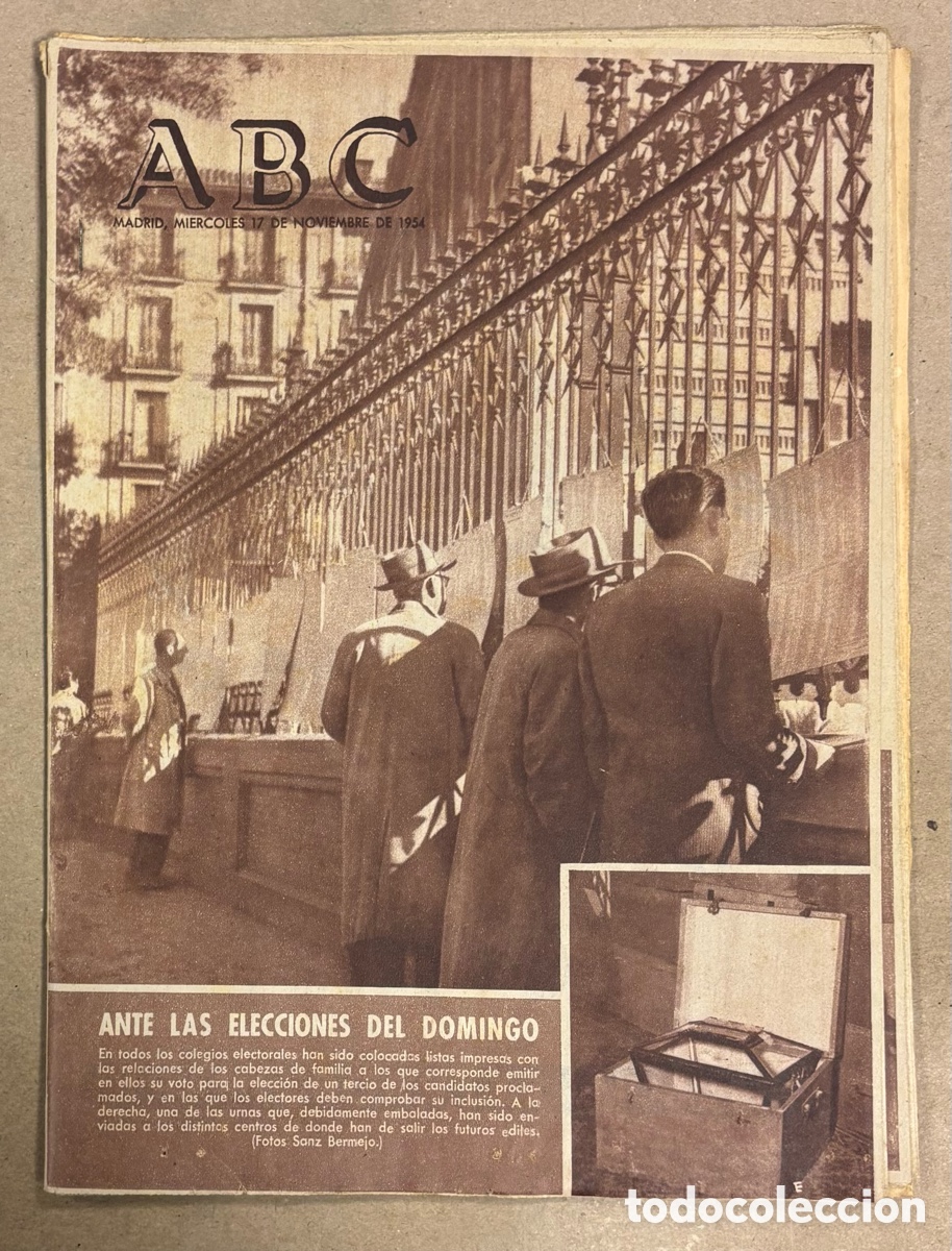 Coleccionismo de revistas y peri&oacute;dicos: ABC (17 NOVIEMBRE 1954) ELECCIONES MUNICIPALES MADRID, MEJORAS PONFERRADA - BRA&Ntilde;UELAS,&hellip;