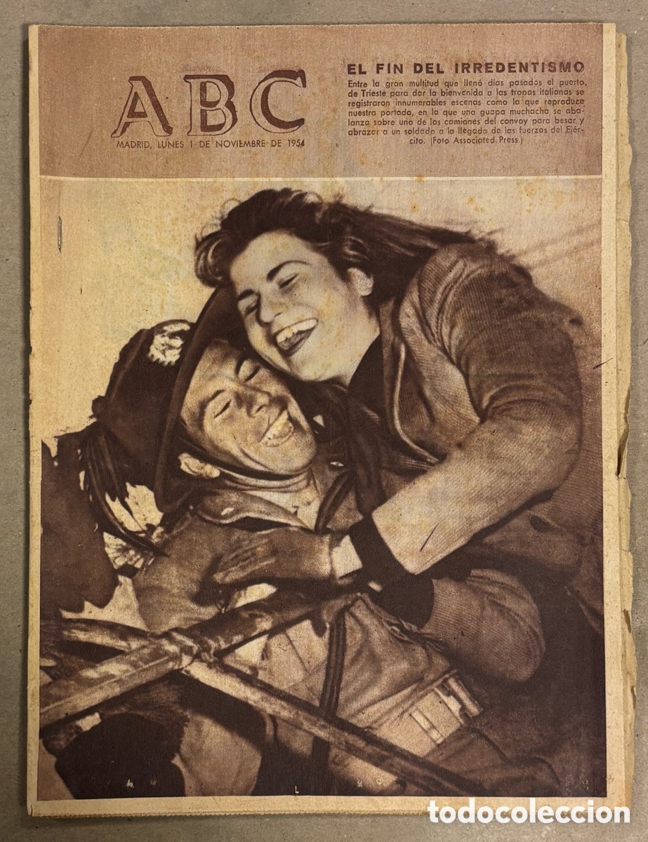Coleccionismo de revistas y peri&oacute;dicos: ABC (1 NOVIEMBRE 1954) TROPAS ITALIANAS EN TRIESTE, TORNEO GOLF PUERTA DEL HIERRO, SANTANDER 1-4 ATH