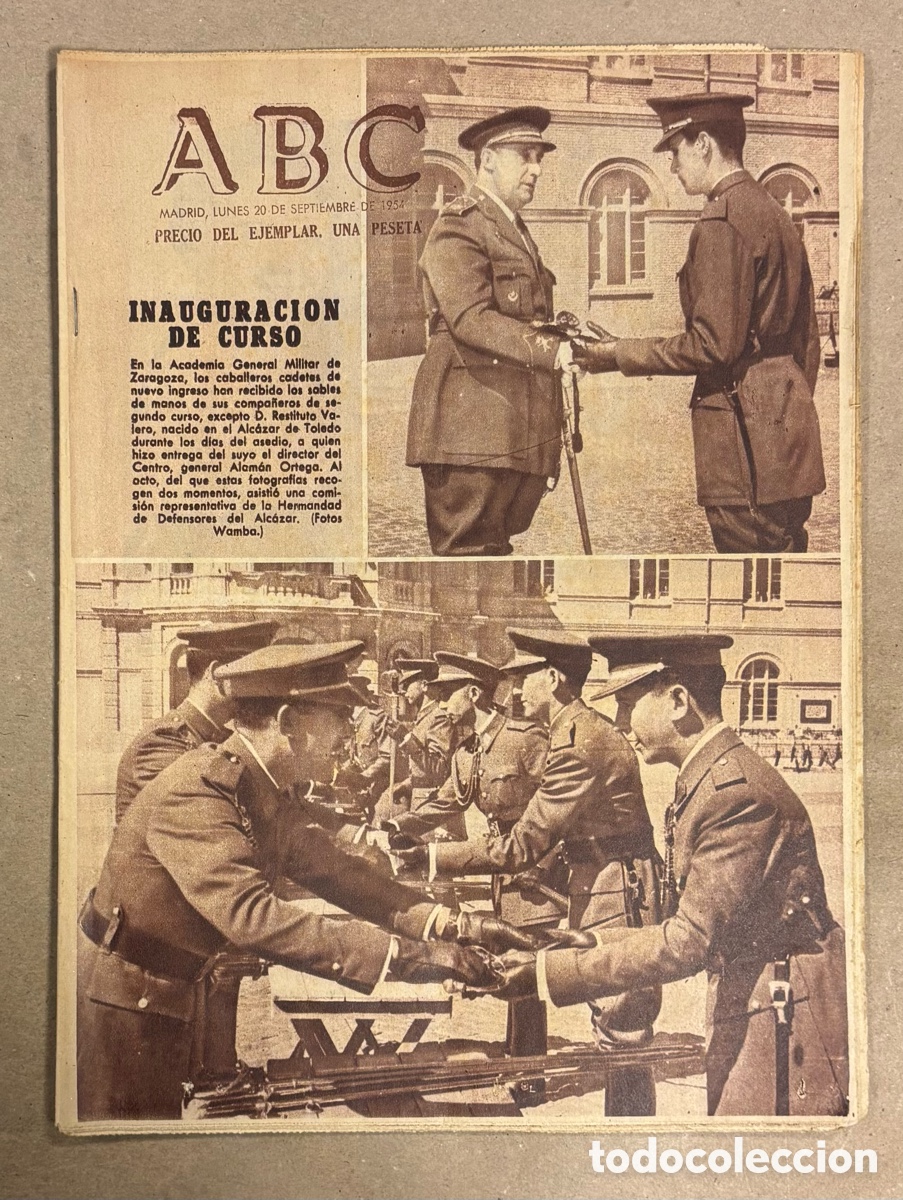 Coleccionismo de revistas y peri&oacute;dicos: ABC (20 SEPTIEMBRE 1954) INAUGURACI&Oacute;N CURSO ACADEMIA MILITAR ZARAGOZA, LOLA FLORES, REAL SOCIEDAD