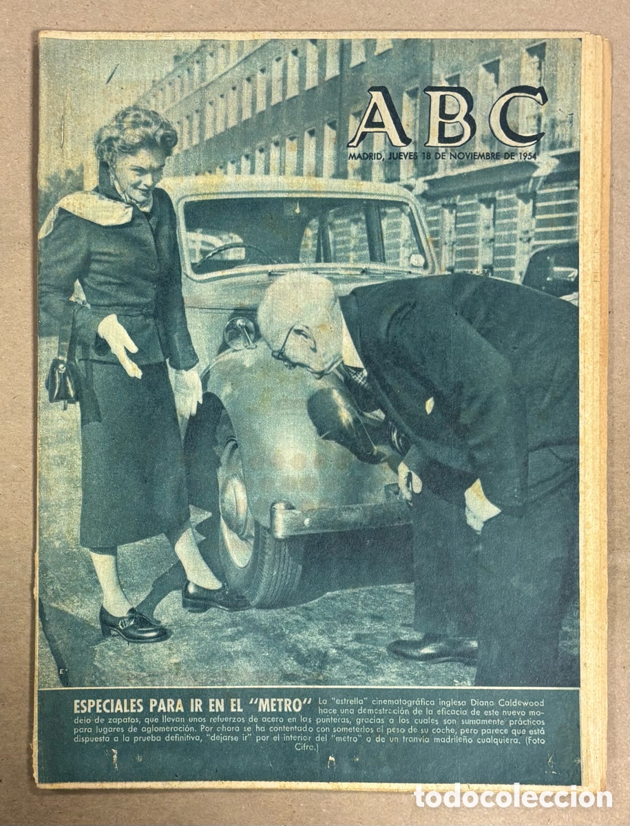 Coleccionismo de revistas y peri&oacute;dicos: ABC (18 SEPTIEMBRE 1954) DIANA CALDEWOOD ZAPATOS PUNTA ACERO, REAL MADRID - BARCELONA,&hellip;