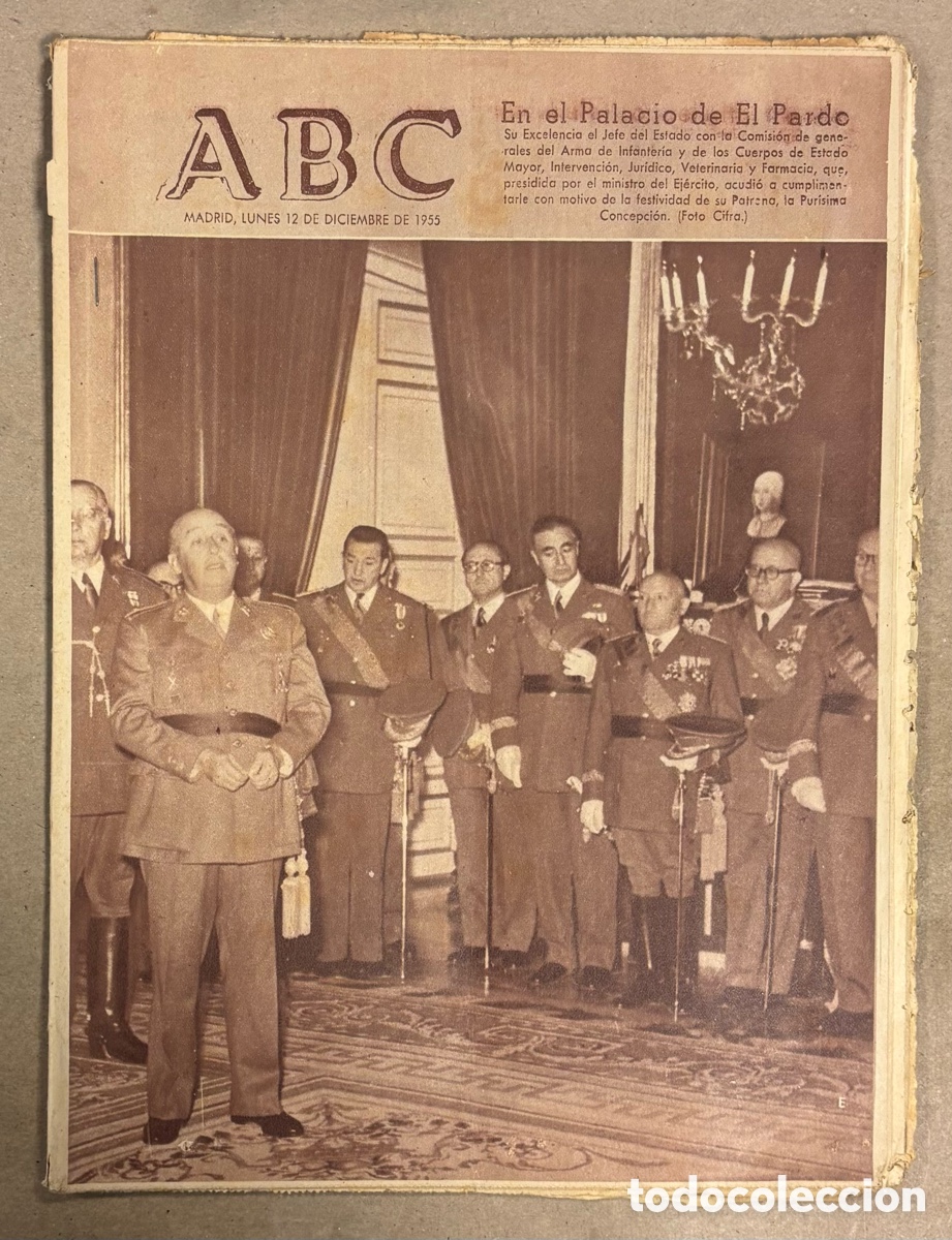 Coleccionismo de revistas y peri&oacute;dicos: ABC (12 DICIEMBRE 1955) COMISI&Oacute;N DE GENERALES INFANTER&Iacute;A EN EL PARDO, EDIFICIO ESPA&Ntilde;A (MADRID), ATL&Eacute;