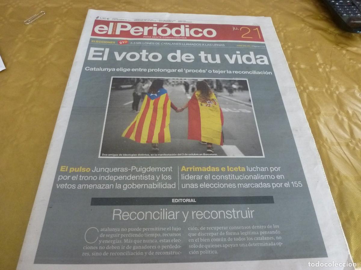 Coleccionismo de revistas y peri&oacute;dicos: EL PERIODICO (21-12-2017)EL VOTO DEL REFERENDUM Y SOBRE ORIGINAL CON TODAS PAPELETAS Y CANDIDATOS