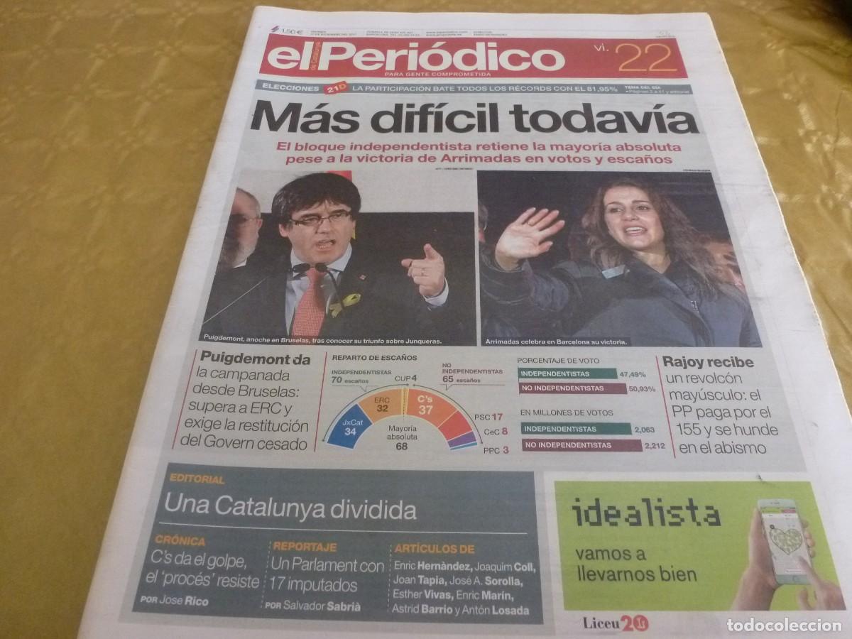 Coleccionismo de revistas y peri&oacute;dicos: EL PERIODICO (22-12-2017) MAS DIFICIL TODAVIA-EN CASTELLANO