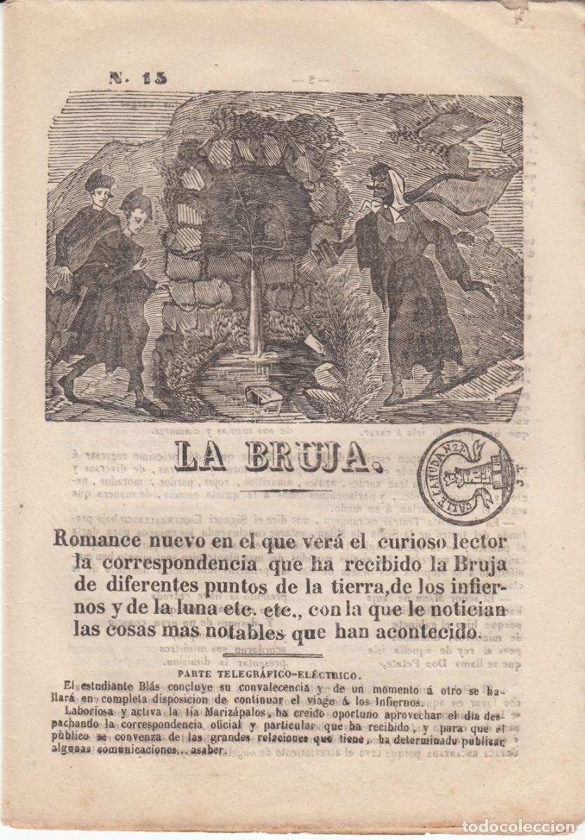 Coleccionismo de revistas y peri&oacute;dicos: PLIEGO DE CORDEL - ROMAN&Ccedil;OS - LA BRUJA - NUM. 15 - 1859 -
