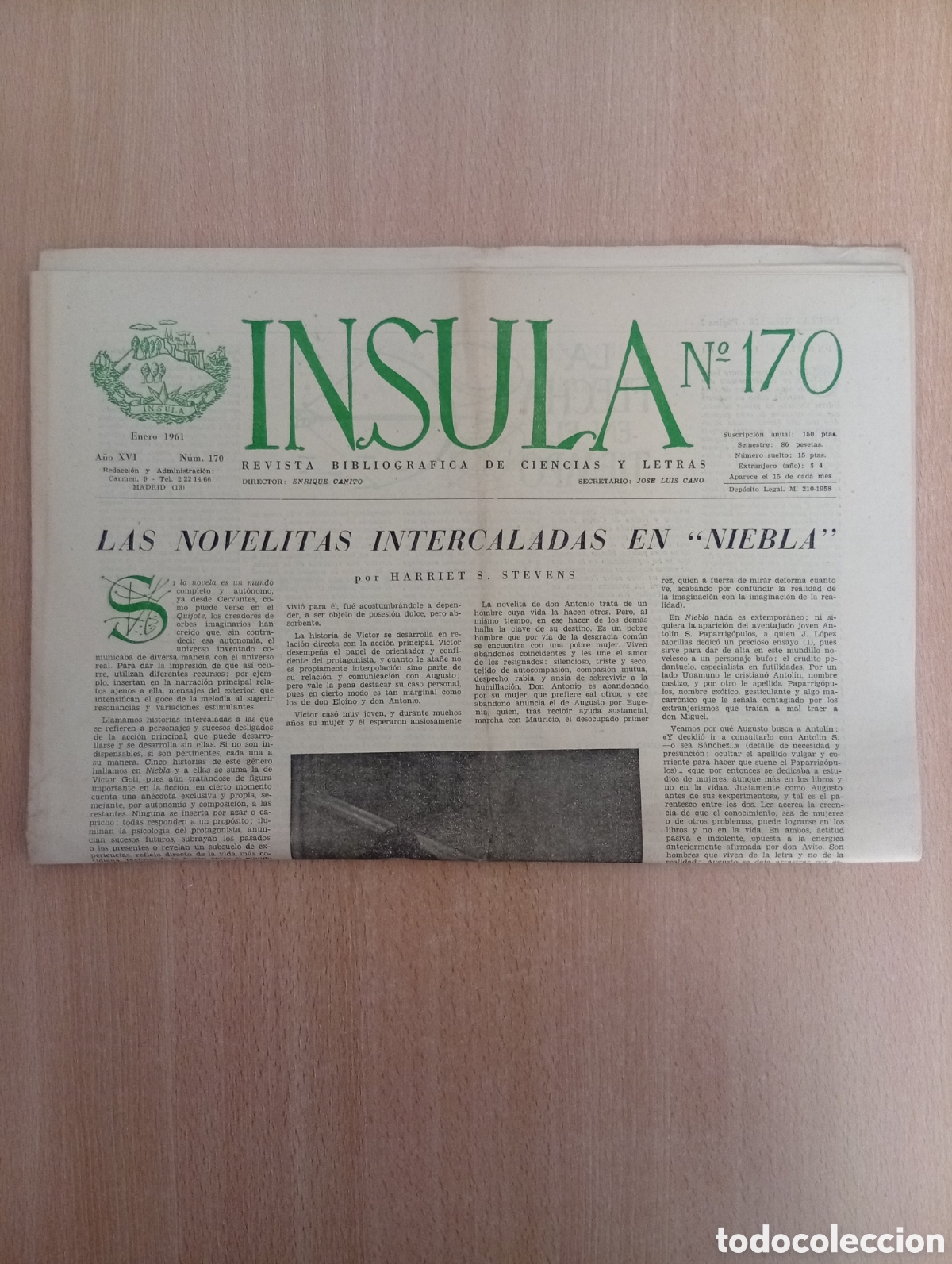 Coleccionismo de revistas y peri&oacute;dicos: INSULA. REVISTA BIBLIOGR&Aacute;FICA DE CIENCIAS Y LETRAS/ N&ordm; 170