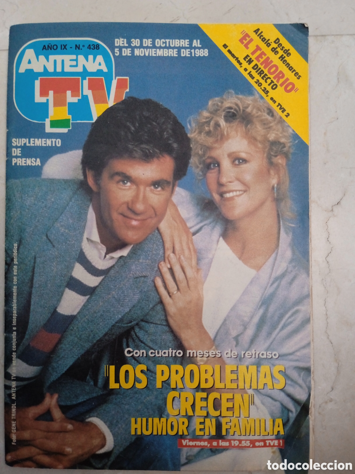 Coleccionismo de revistas y peri&oacute;dicos: Suplemento de prensa Antena TV 438 El Factor G&eacute;minis poster Harry Hamlin los problemas crecen