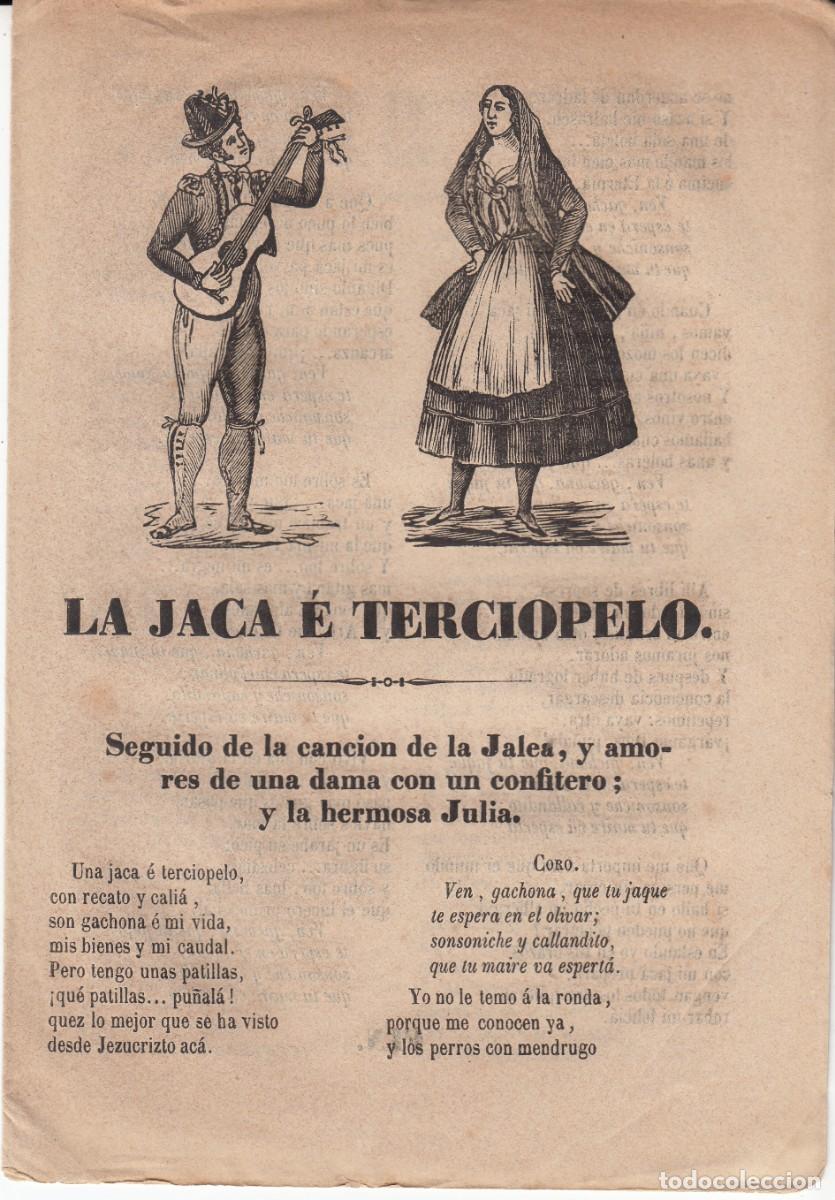 Coleccionismo de revistas y peri&oacute;dicos: PLIEGO DE CORDEL - ROMAN&Ccedil;OS - LA JACA E TERCIOPELO - 1858 -
