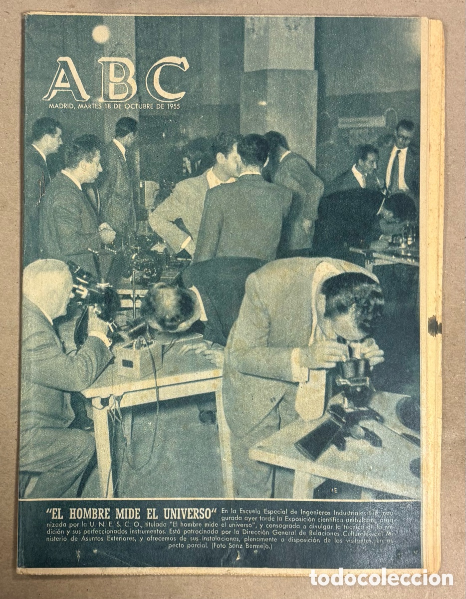 Coleccionismo de revistas y peri&oacute;dicos: ABC (18 OCTUBRE 1955) MUERTE DE JOS&Eacute; ORTEGA Y GASSET, EXPOSICI&Oacute;N CIENT&Iacute;FICA ESCUELA INGENIEROS, REAL