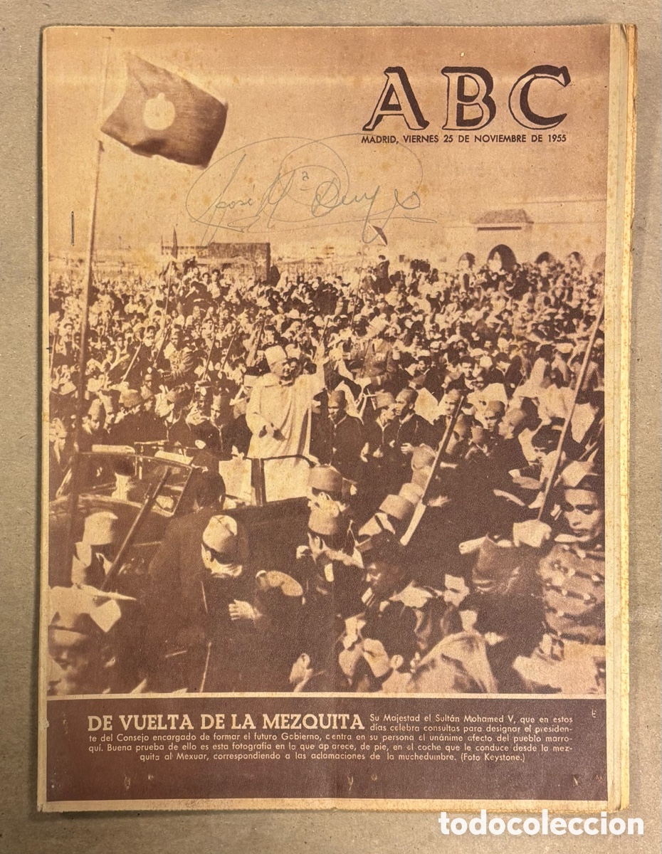 Coleccionismo de revistas y peri&oacute;dicos: ABC (25 NOVIEMBRE 1955) SULT&Aacute;N MOHAMED V DE VUELTA A LA MEZQUITA, EMPRESA NACIONAL MOTORES AVIACI&Oacute;N,