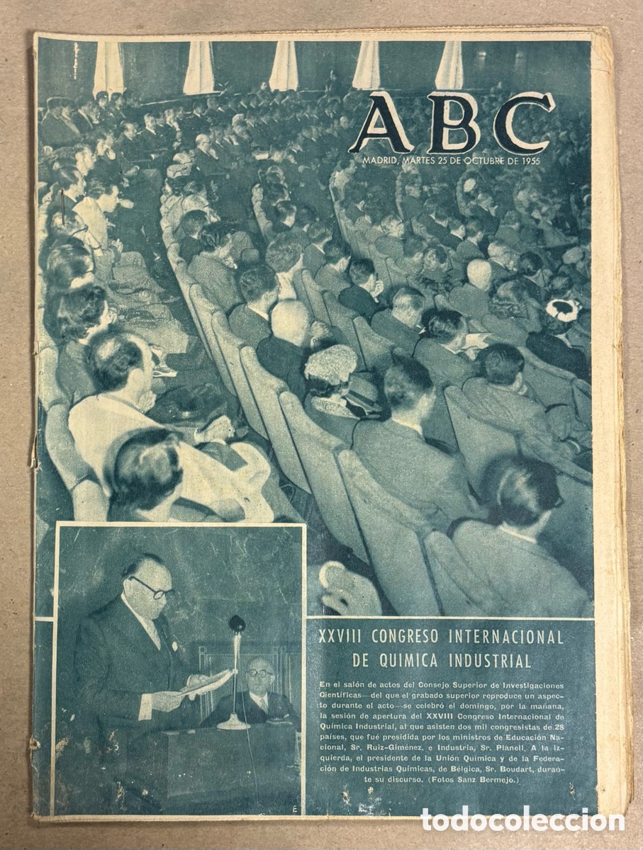 Coleccionismo de revistas y peri&oacute;dicos: ABC (25 OCTUBRE 1955) CONGRESO QU&Iacute;MICA INDUSTRIAL, PATINADOR RAFAEL P&Eacute;REZ ALONSO, ATL&Eacute;TICO MADRID