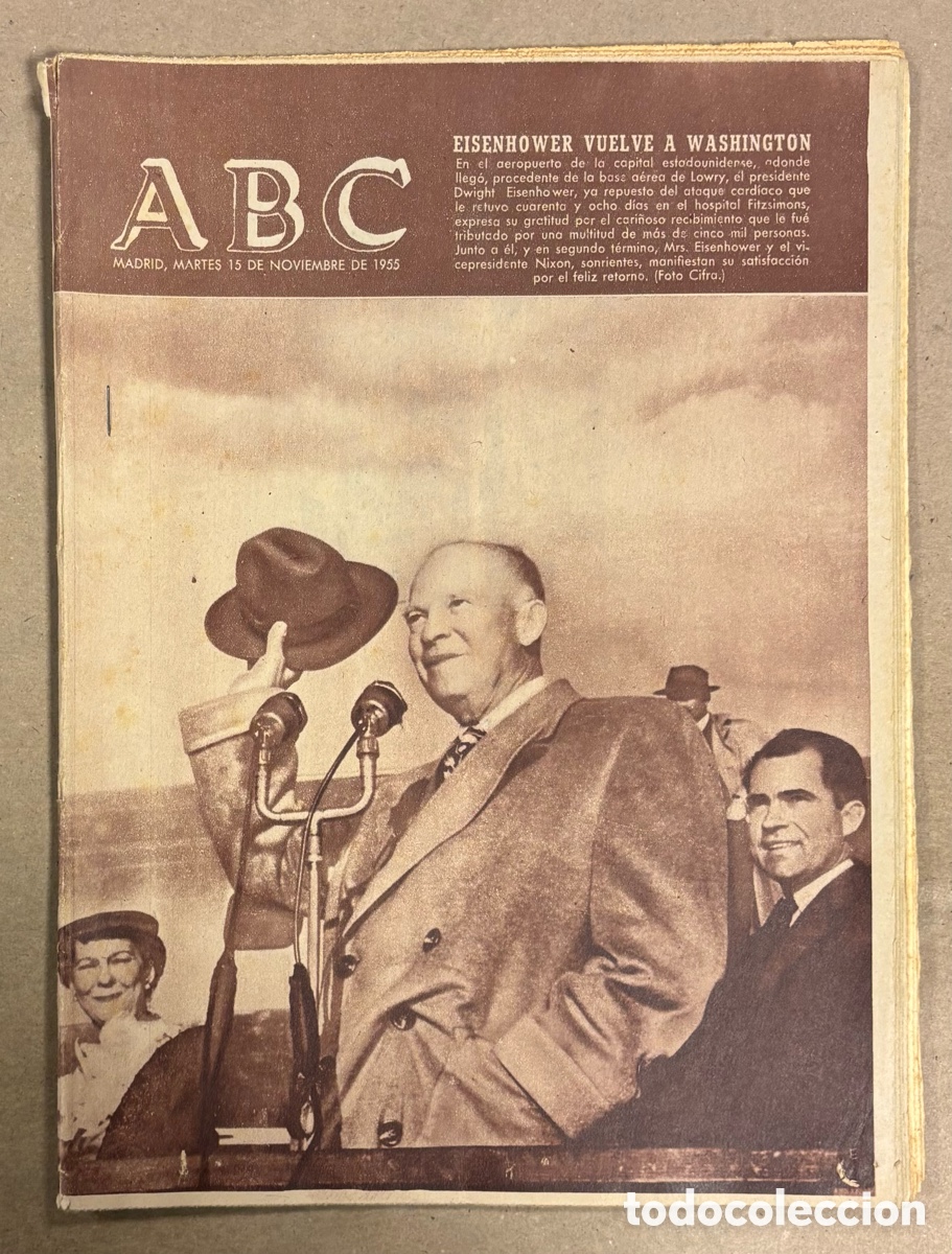 Coleccionismo de revistas y peri&oacute;dicos: ABC (15 NOVIEMBRE 1955) EISENHOWER, CLARK GABLE Y LANA TURNER EN BRUMAS DE TRAICI&Oacute;N (CARTEL), ESPA&Ntilde;O