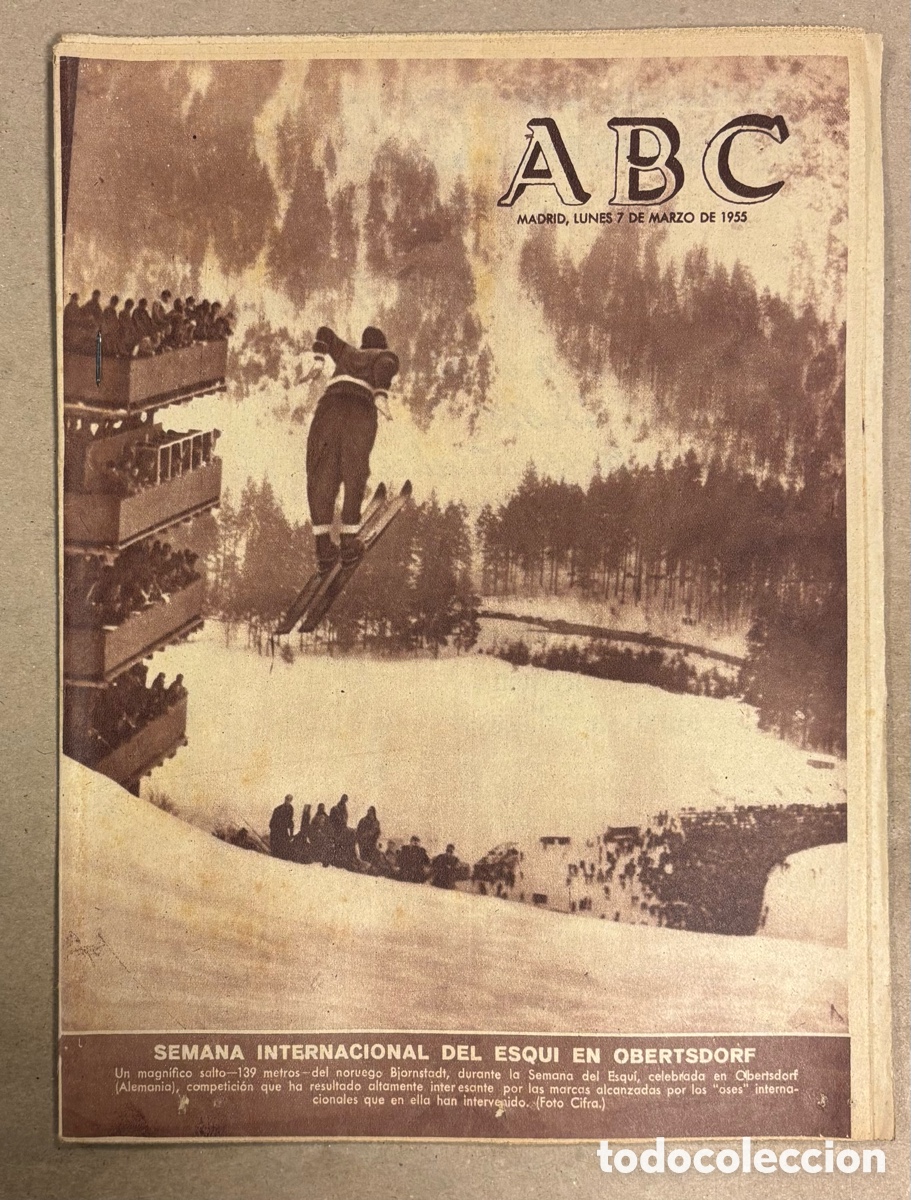 Coleccionismo de revistas y peri&oacute;dicos: ABC (8 MARZO 1955) ESQU&Iacute; OBERTSDORF, 50 A&Ntilde;OS CLUB ALPINO ESPA&Ntilde;OL, BARCELONA REAL MADRID LAS CORTS