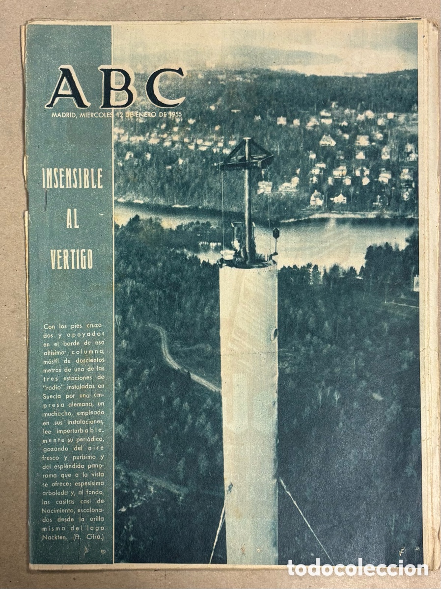 Coleccionismo de revistas y peri&oacute;dicos: ABC (12 ENERO 1955) ENTREGA VIVIENDAS LAS PALMAS, REPORTAJE &Aacute;VILA, HISTORIA ROBO DEL ORO ESPA&Ntilde;OL,..
