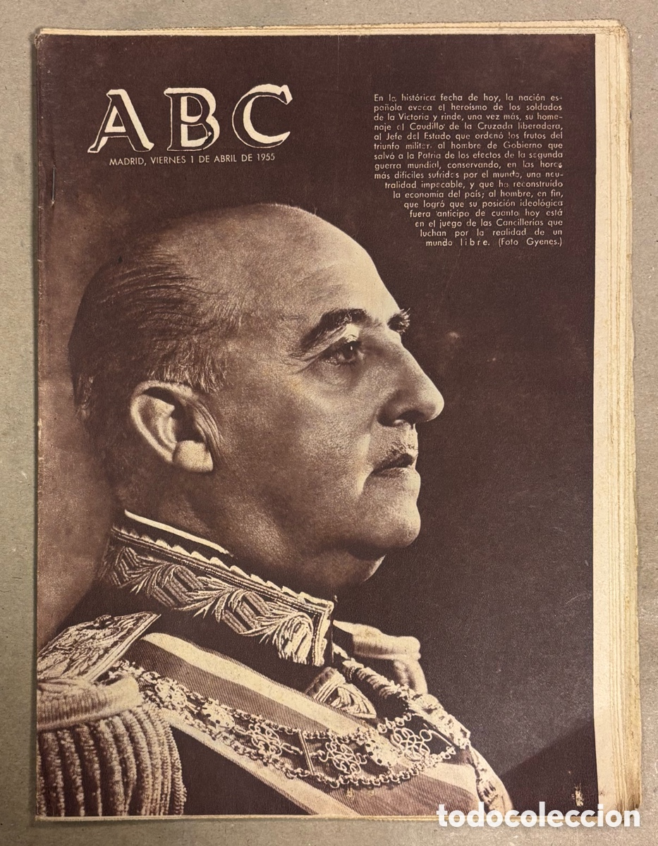 Coleccionismo de revistas y peri&oacute;dicos: ABC (1 ABRIL 1955) FRANCO D&Iacute;A DE LA VICTORIA, LEY DEL SUELO, INAUGURACI&Oacute;N F&Aacute;BRICA TELEFUNKEN MADRID
