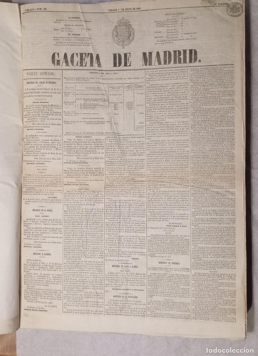 Coleccionismo de revistas y peri&oacute;dicos: Tomo Gaceta de Madrid - 2&ordm; Semestre 1865 Completo (N&ordm; 182 al 365) - Isabel II
