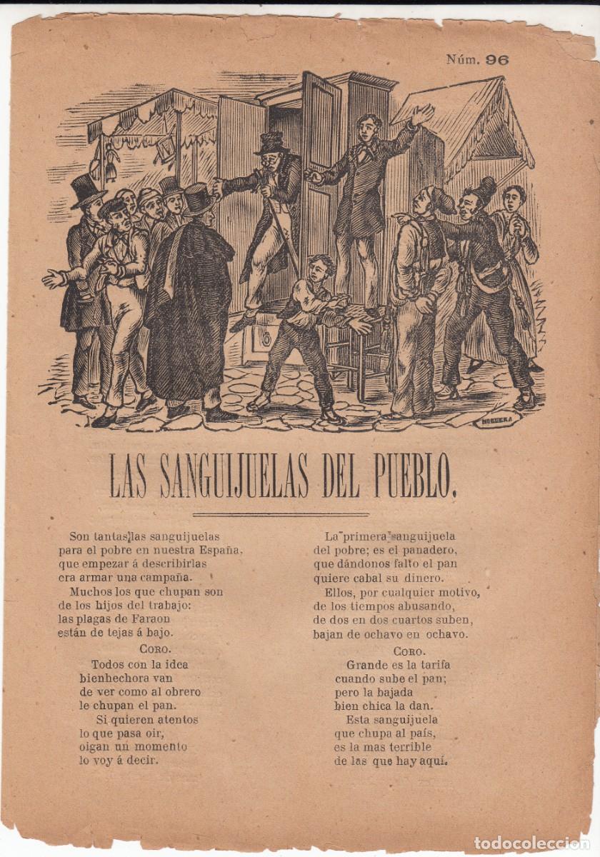 Coleccionismo de revistas y peri&oacute;dicos: PLIEGO DE CORDEL - ROMAN&Ccedil;OS - LAS SANGUIJUELAS DEL PUEBLO