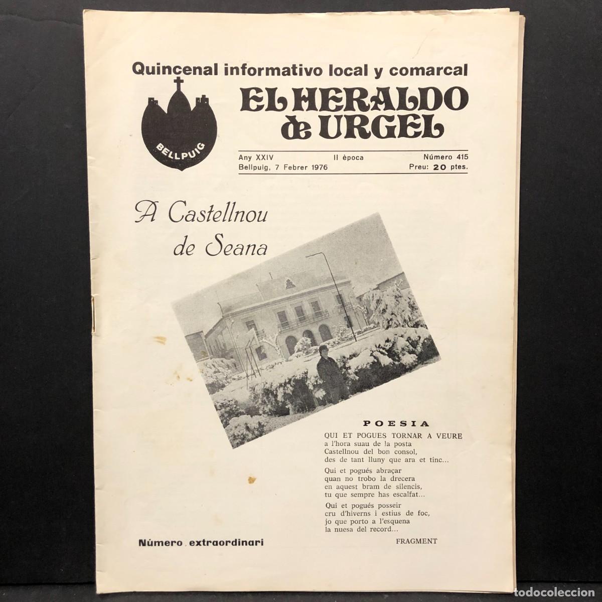 Coleccionismo de revistas y peri&oacute;dicos: EL HERALDO DE URGEL - BELLPUIG - QUINCENAL INFORMATIVO LOCAL Y COMARCAL - N&Uacute;M. 415 - 1976 / 475
