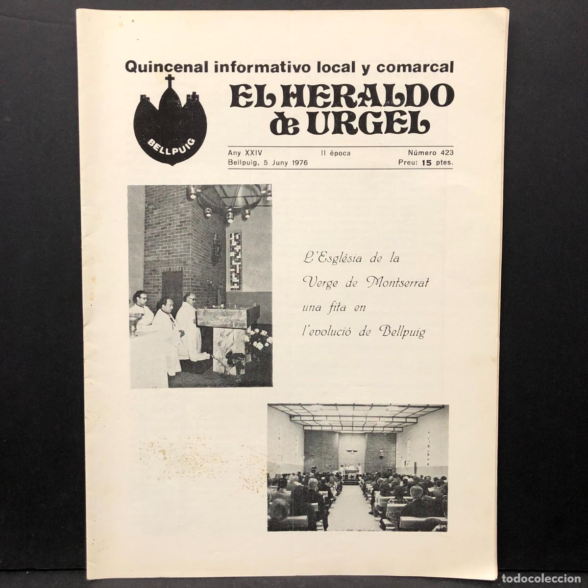 Coleccionismo de revistas y peri&oacute;dicos: EL HERALDO DE URGEL - BELLPUIG - QUINCENAL INFORMATIVO LOCAL Y COMARCAL - N&Uacute;M. 423 - 1976 / 480
