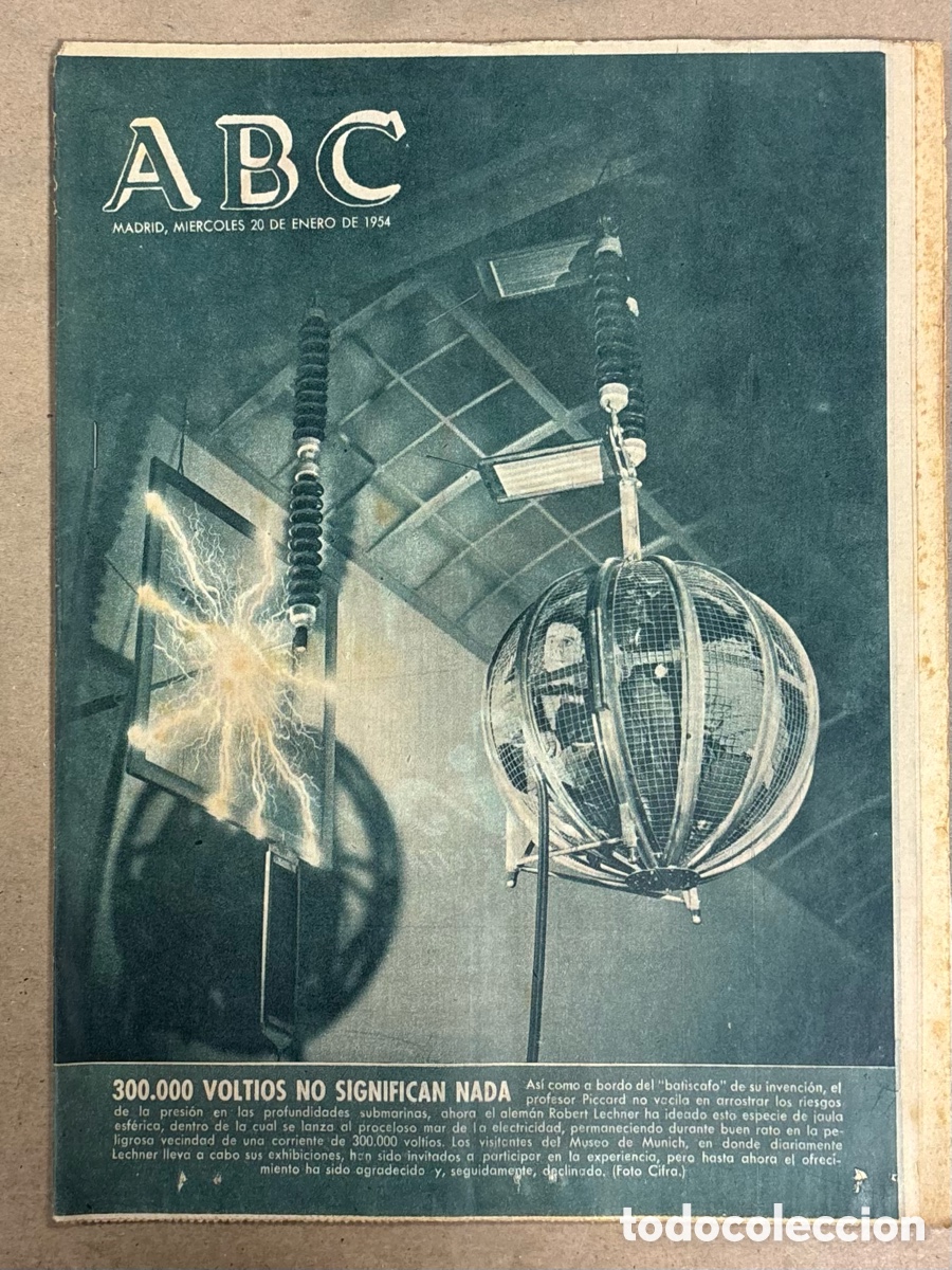 Coleccionismo de revistas y peri&oacute;dicos: ABC (20 ENERO 1954) ALMADEN CIUDAD PROMOTORA CREACI&Oacute;N CUERPO MINAS, ATLETA AMOROS,&hellip;