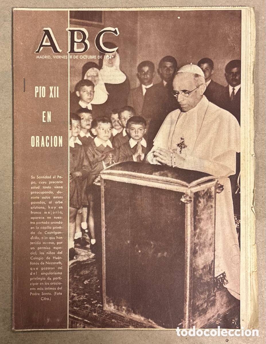 Coleccionismo de revistas y peri&oacute;dicos: ABC (8 OCTUBRE 1954) PAPA P&Iacute;O XII, TRIESTE VUELVE A SER ITALIANA, FIESTA DISTRITO BUENAVISTA, KUBALA