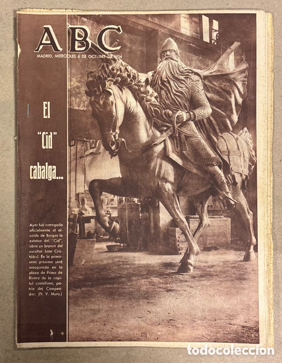 Coleccionismo de revistas y peri&oacute;dicos: ABC (6 OCTUBRE 1954) ESTATUA ECUESTRE DEL CID BURGOS, LOLA FLORES, HISTORIA CALLE CEA BERMUDEZ
